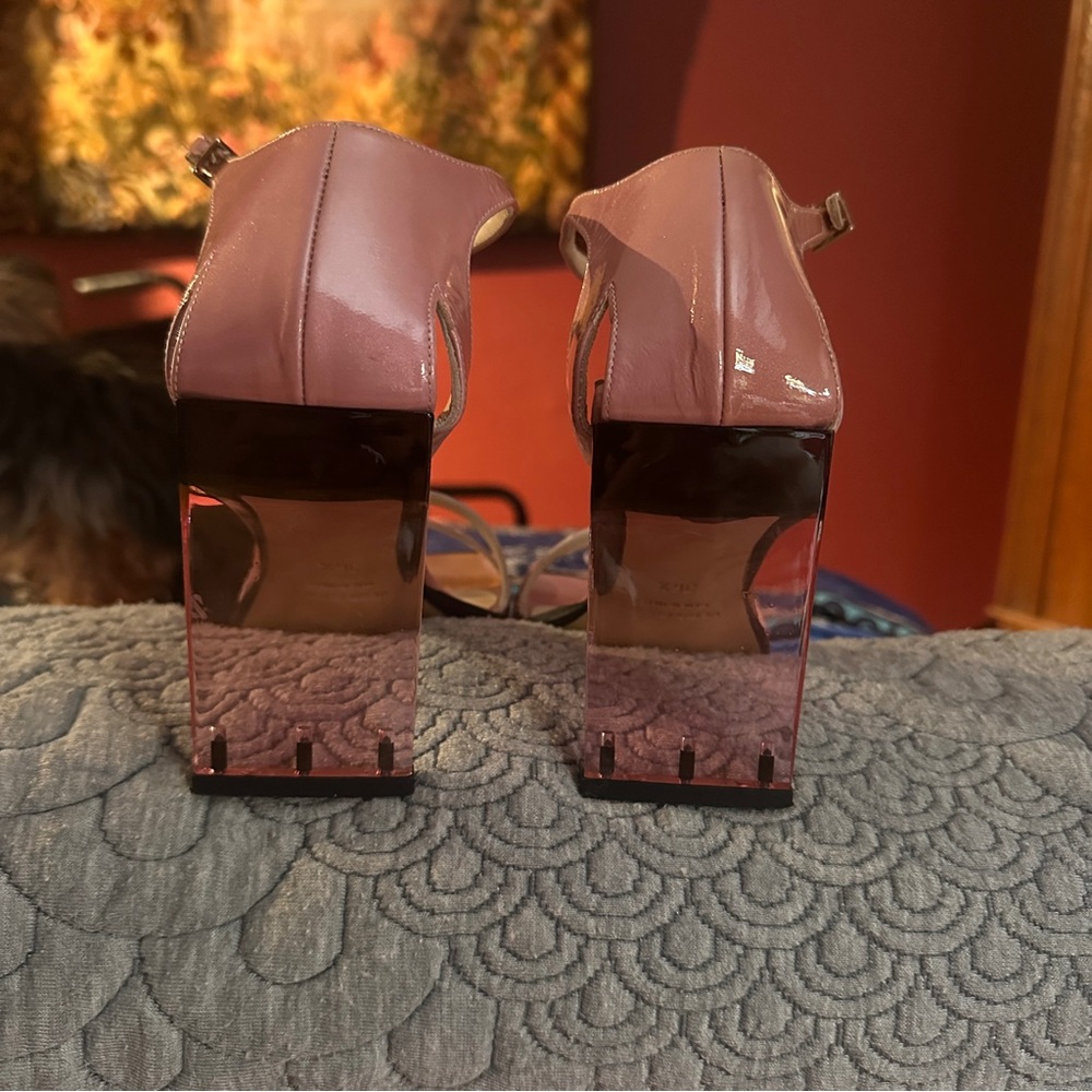 🩰 Charles David Lucite Heel Sandals | Fuschia Patent | 6.5 Made in Italy 🇮🇹